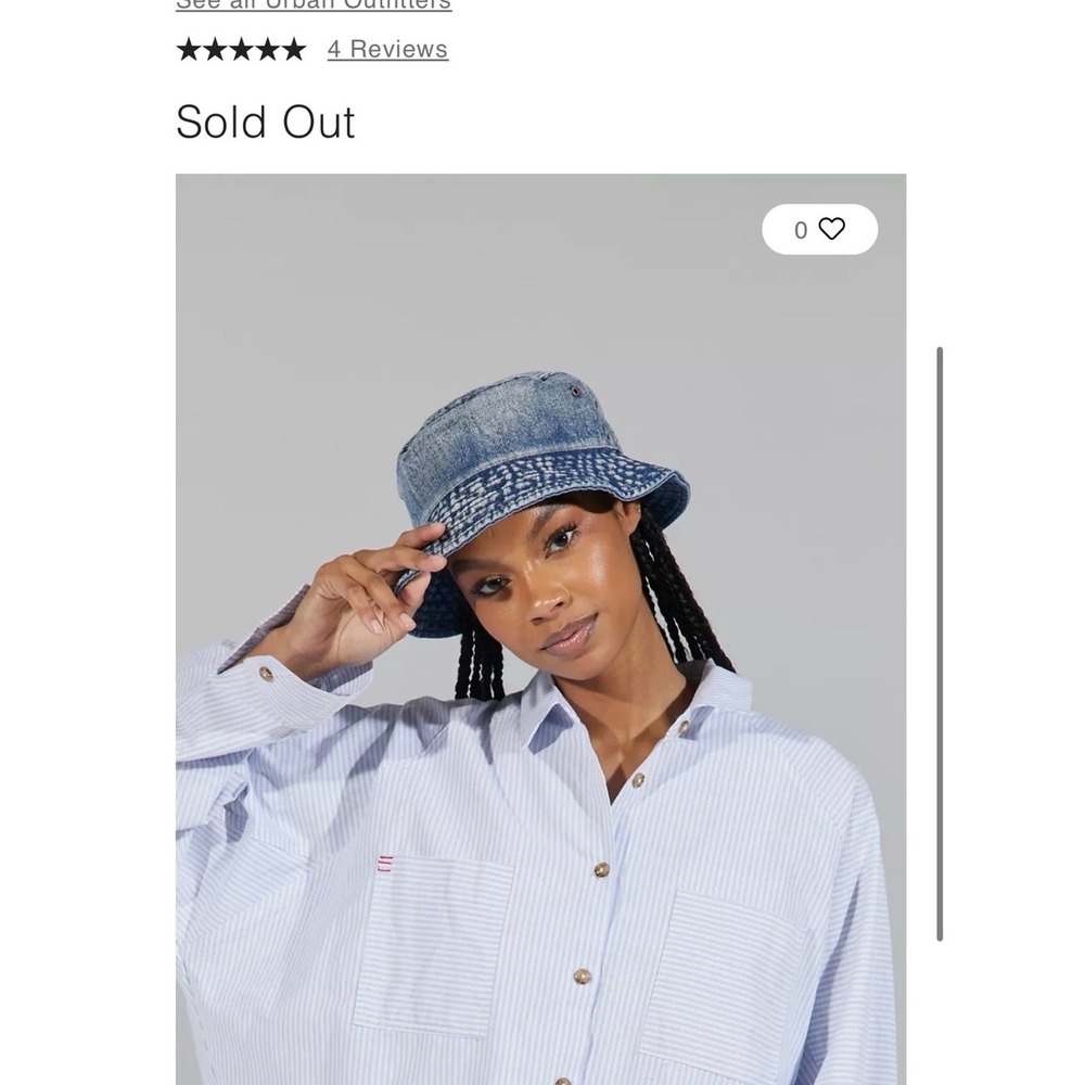 BDG Urban Outfitters Acid Wash Denim Bucket Hat Blue 90s Y2K Retro Grunge Indie
